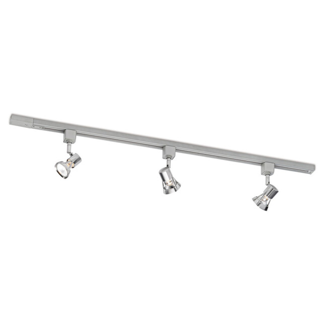 Mains 3 Light Voltage Track Pack Satin Steel, GU10