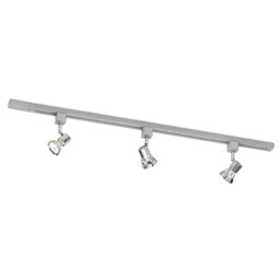 Mains 3 Light Voltage Track Pack Satin Steel, GU10