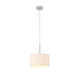 Baymont Polished Chrome E27 Universal Single Pendant With 30cm x 17cm Dual Faux Silk Shade, Nude Beige/Moonlight - thumbnail 5