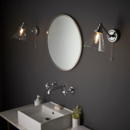 Faraday Bathroom Adjustable Dome Wall Light with Pull Cord Chrome Glass Shade - thumbnail 3