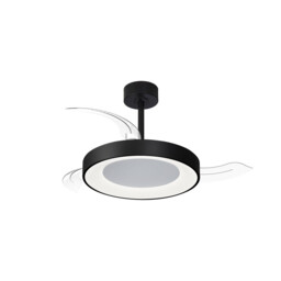 Niseko Fan S 40cm 45W LED Dimmable Ceiling Light With 25W DC Fan, 2700-5000K Remote Control, 5000lm, Black