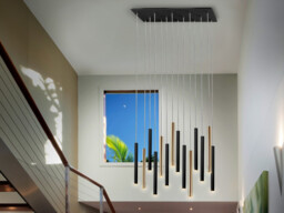 Varas Ultra Slim 14 Light Suspension Hanging Light, Gold & Matt Black, Maximum Height 3 meters - thumbnail 1
