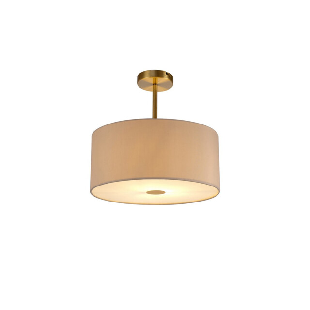 Baymont Antique Brass E27 Semi Flush With 40cm x 18cm Dual Faux Silk Shade, Nude Beige/Moonlight - image 1