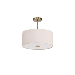 Baymont Antique Brass E27 Semi Flush With 40cm x 18cm Dual Faux Silk Shade, Nude Beige/Moonlight - thumbnail 5
