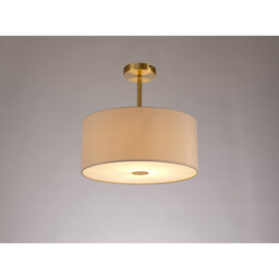 Baymont Antique Brass E27 Semi Flush With 40cm x 18cm Dual Faux Silk Shade, Nude Beige/Moonlight - thumbnail 2