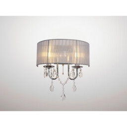Olivia Wall Lamp Switched With Grey Shade 2 Light E14 Polished Chrome/Crystal - thumbnail 2