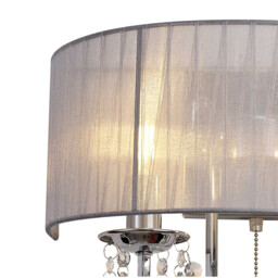 Olivia Wall Lamp Switched With Grey Shade 2 Light E14 Polished Chrome/Crystal - thumbnail 5