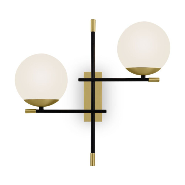 Modern Nostalgia 2 Light Matt Gold Wall Lamp Glass Shade