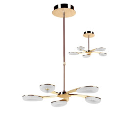 Juno Telescopic 5 Light 30W LED 3000K, 2700lm, Satin Gold/Frosted Acrylic/Gold