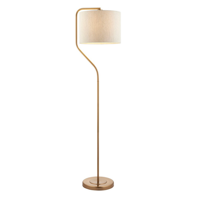 Clement Floor Lamp with Shade Br Aged Brass Plate, Natural Linen Mix Fabric, 1x E27 - image 1