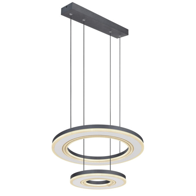 Blasius Twin Ring Pendant Ceiling Light Black 2x LED Dimmable 2700-6000K Remote Control - image 1