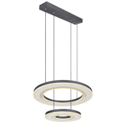 Blasius Twin Ring Pendant Ceiling Light Black 2x LED Dimmable 2700-6000K Remote Control - thumbnail 1