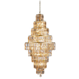 Empire 13 Light Chandelier Satin Brass, Champagne Glass
