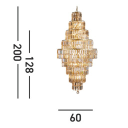 Empire 13 Light Chandelier Satin Brass, Champagne Glass - thumbnail 3