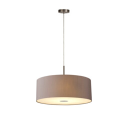 Baymont Satin Nickel 5 Light E27 Single Pendant With 60cm x 22cm Faux Silk Shade, Grey/White Laminate - thumbnail 5