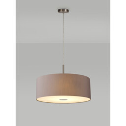 Baymont Satin Nickel 5 Light E27 Single Pendant With 60cm x 22cm Faux Silk Shade, Grey/White Laminate - thumbnail 2