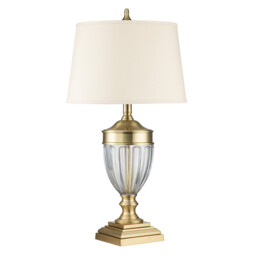 Quoizel Dennison Table Lamp with Round Tapered Shade Brushed Brass - thumbnail 2