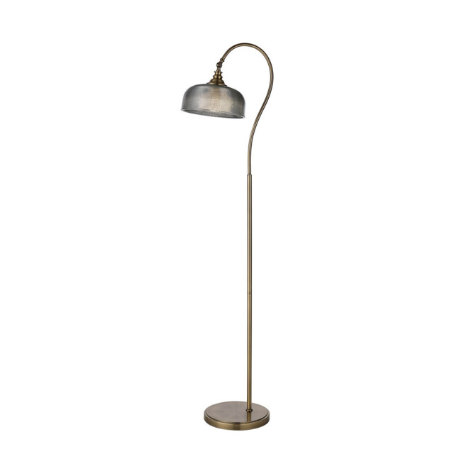 DeRuyter Floor Lamp 1 Light E27 Antique Brass/Smoke Glass - image 1