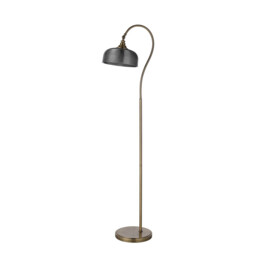 DeRuyter Floor Lamp 1 Light E27 Antique Brass/Smoke Glass - thumbnail 5