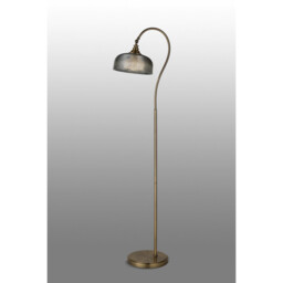 DeRuyter Floor Lamp 1 Light E27 Antique Brass/Smoke Glass - thumbnail 3