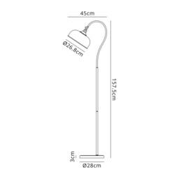DeRuyter Floor Lamp 1 Light E27 Antique Brass/Smoke Glass - thumbnail 2