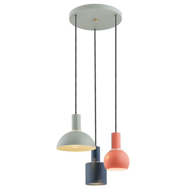 Sines Cluster Pendant Ceiling 3 Light Mix (Siege, Coral, Black) Structure, Brass Elements - image 1