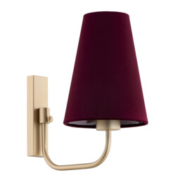 Safiano Wall Lamp With Shade Burgundy, Gold - thumbnail 2