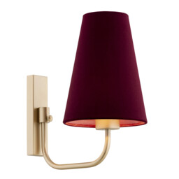 Safiano Wall Lamp With Shade Burgundy, Gold