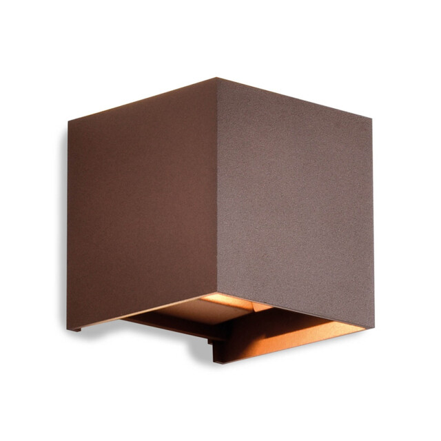 Davos Square Wall Lamp, 2 x 6W LED, 4000K, 1100lm, IP54, Rust Brown, 3yrs Warranty - image 1