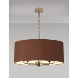 Banyan 5 Light Multi Arm Pendant With 60cm x 22cm Dual Faux Silk Fabric Shade Champagne Gold/Taupe - thumbnail 2