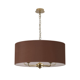 Banyan 5 Light Multi Arm Pendant With 60cm x 22cm Dual Faux Silk Fabric Shade Champagne Gold/Taupe - thumbnail 5