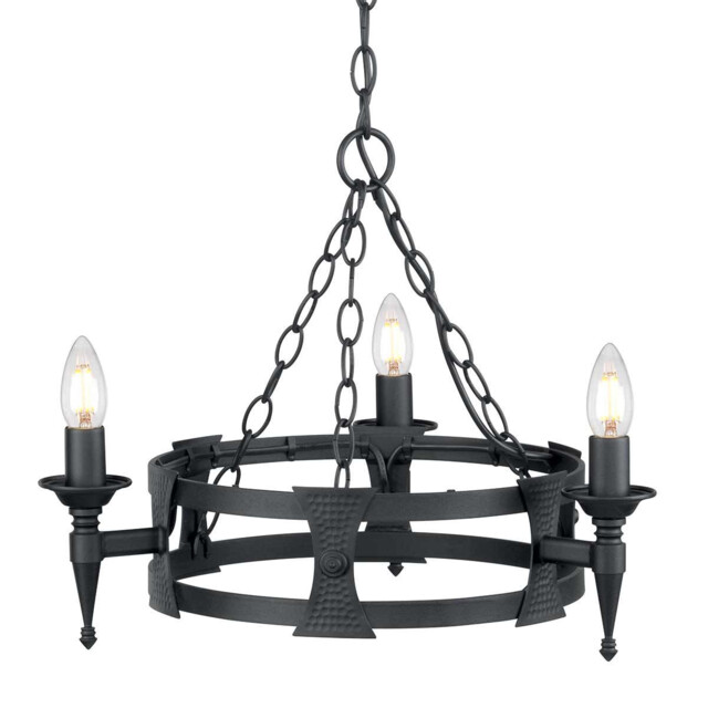 Saxon Chandelier 3 Light Black Finish, E14 - image 1