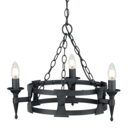 Saxon Chandelier 3 Light Black Finish, E14