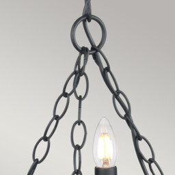 Saxon Chandelier 3 Light Black Finish, E14 - thumbnail 2