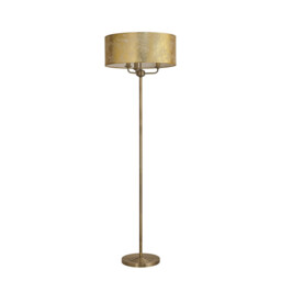 Banyan 3 Light Switched Floor Lamp With 50cm x 20cm Gold Leaf With White Lining Shade Antique Brass/Gold Leaf - thumbnail 5