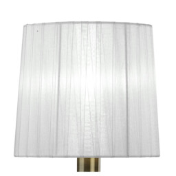 Tiffany Table Lamp 1+1 Light E14+G9, Antique Brass With White Shade & Clear Crystal - thumbnail 5