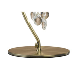 Tiffany Table Lamp 1+1 Light E14+G9, Antique Brass With White Shade & Clear Crystal - thumbnail 3