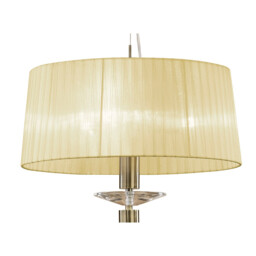 Tiffany Pendant 3+1 Light E27+G9, Antique Brass With Cream Shade & Clear Crystal - thumbnail 5