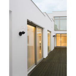 Omika Outdoor Globe Wall Lamp Dark Grey Aluminium, Clear Glass LED E27 IP54 - thumbnail 2