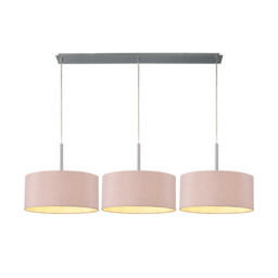 Baymont Polished Chrome 3 Light E27 Linear Pendant With 40cm x 18cm Dual Faux Silk Shade, Taupe/Halo Gold