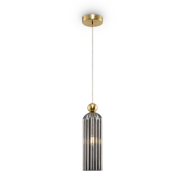 Antic Modern Slim Pendant Ceiling Light Gold, Glass Grey Shade - image 1