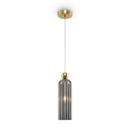 Antic Modern Slim Pendant Ceiling Light Gold, Glass Grey Shade - thumbnail 1