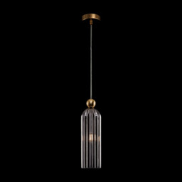 Antic Modern Slim Pendant Ceiling Light Gold, Glass Grey Shade - thumbnail 2