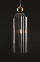 Antic Modern Slim Pendant Ceiling Light Gold, Glass Grey Shade - thumbnail 3