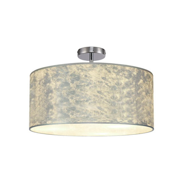 Baymont Polished Chrome 3 Light E27 Drop Flush With 50cm x 20cm Silver Leaf Shade - image 1