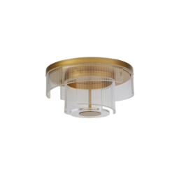 Deco LED Flush Light, Gold Metal and Clear Acrylic - thumbnail 2