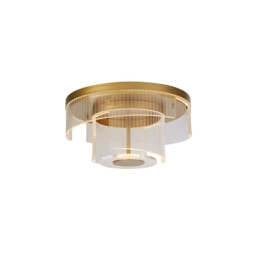 Deco LED Flush Light, Gold Metal and Clear Acrylic - thumbnail 1