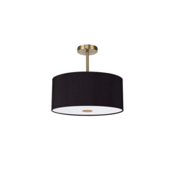 Baymont Antique Brass 5 Light E27 Semi Flush With 40cm x 18cm Dual Faux Silk Shade, Black/Green Olive - thumbnail 5