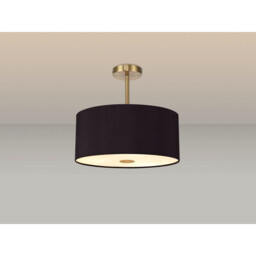 Baymont Antique Brass 5 Light E27 Semi Flush With 40cm x 18cm Dual Faux Silk Shade, Black/Green Olive - thumbnail 2
