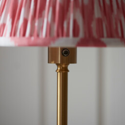 Burley Rechargeable Brushed Aged Brass Plate Floor Lamp with Coral Pink Fabric Ikat Shade 25cm Integrated LED - thumbnail 5